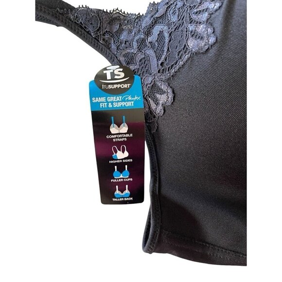Bali Smoothing TS Tru Support Black Lace Underwire Bra Size 44C NWT - Picture 4 of 6